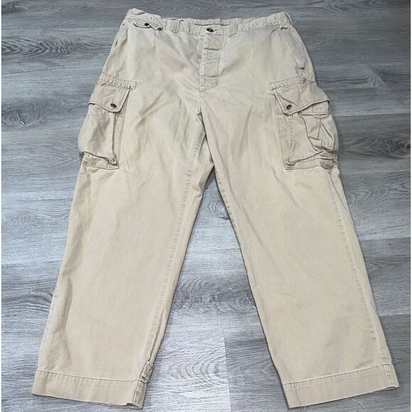 Ralph Lauren Pants Mens 40x30 Khaki Cargo Polo 67 Chino Vintage 90s DISTRESS Y2K - Picture 3 of 13